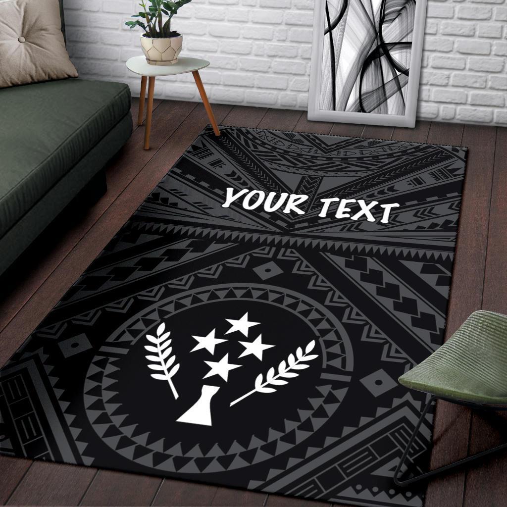 Kosrae Personalised Area Rug - Kosrae Flag In Polynesian Tattoo Style (Black) - Polynesian Pride