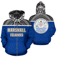Marshall Islands All Over Zip up Hoodie Polynesian Hoodie Style Unisex White - Polynesian Pride