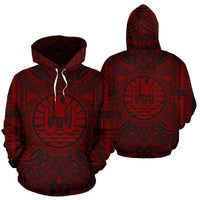 Tahiti ll Over Hoodie Tahiti Coat of rms Polynesian Red Black - Polynesian Pride