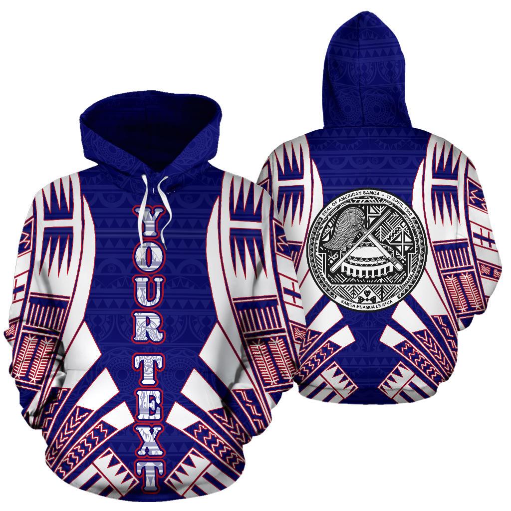 American Samoa All Over Custom Hoodie Flag Tattoo Style Unisex Blue - Polynesian Pride