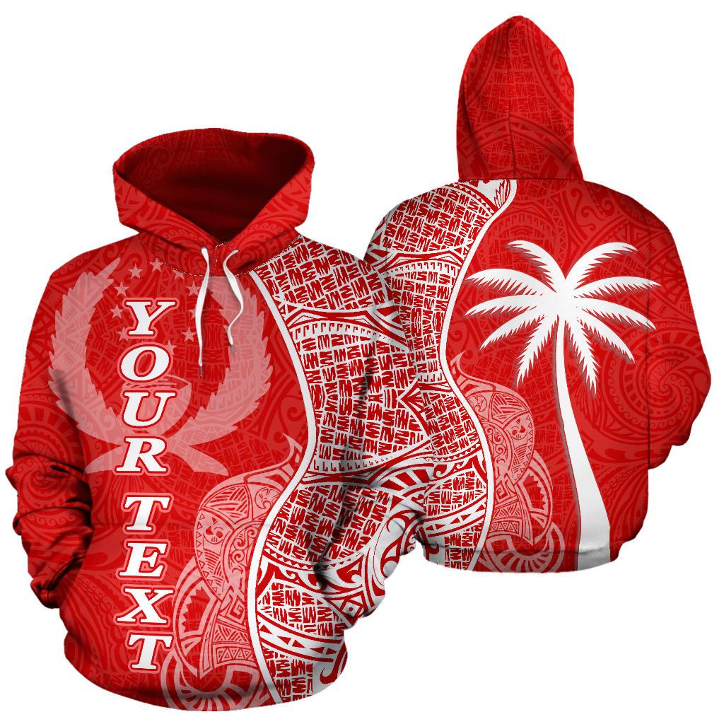 Pohnpei Polynesian Custom Hoodie Coconut Red White Unisex Red - Polynesian Pride