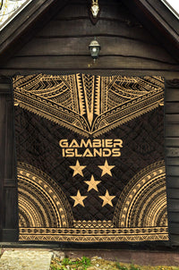 Gambier Islands Premium Quilt - Gambier Islands Flag Polynesian Chief Gold Version - Polynesian Pride