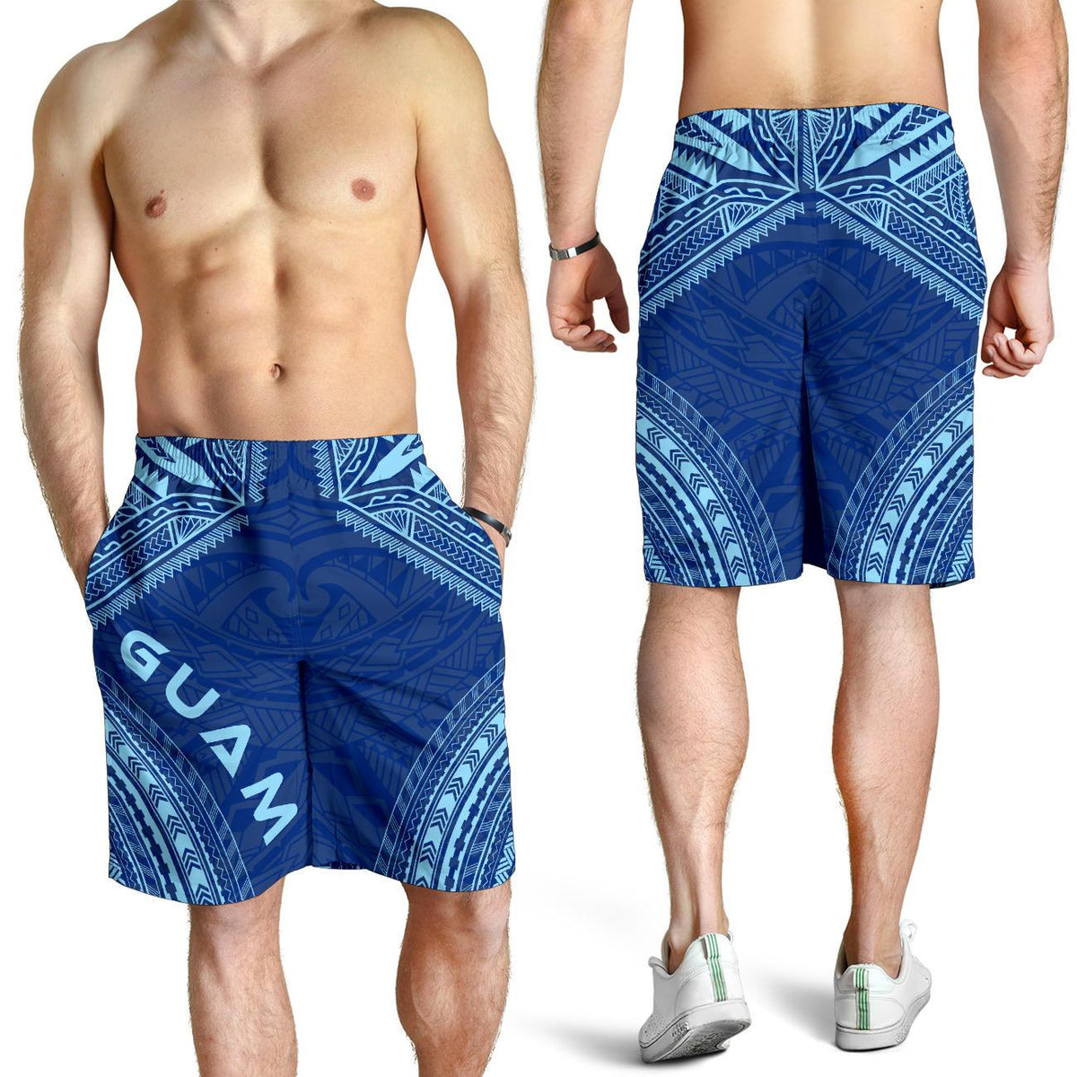 Guam Men's Shorts - Polynesian Chief Flag Version - Polynesian Pride