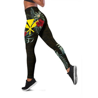 Kanaka Maoli Hibiscus Leggings A7 Black - Polynesian Pride