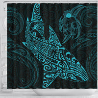 Shark Polynesian Shower Curtain - Polynesian Tattoo Blue - Polynesian Pride