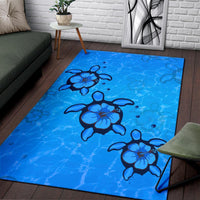 Turtle Hibiscus Swim In Sea Area Rug AH - Polynesian Pride