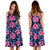 Hawaii Tropical Flowers With Hummingbirds Palm Leaves Midi Dress - Polynesian Pride