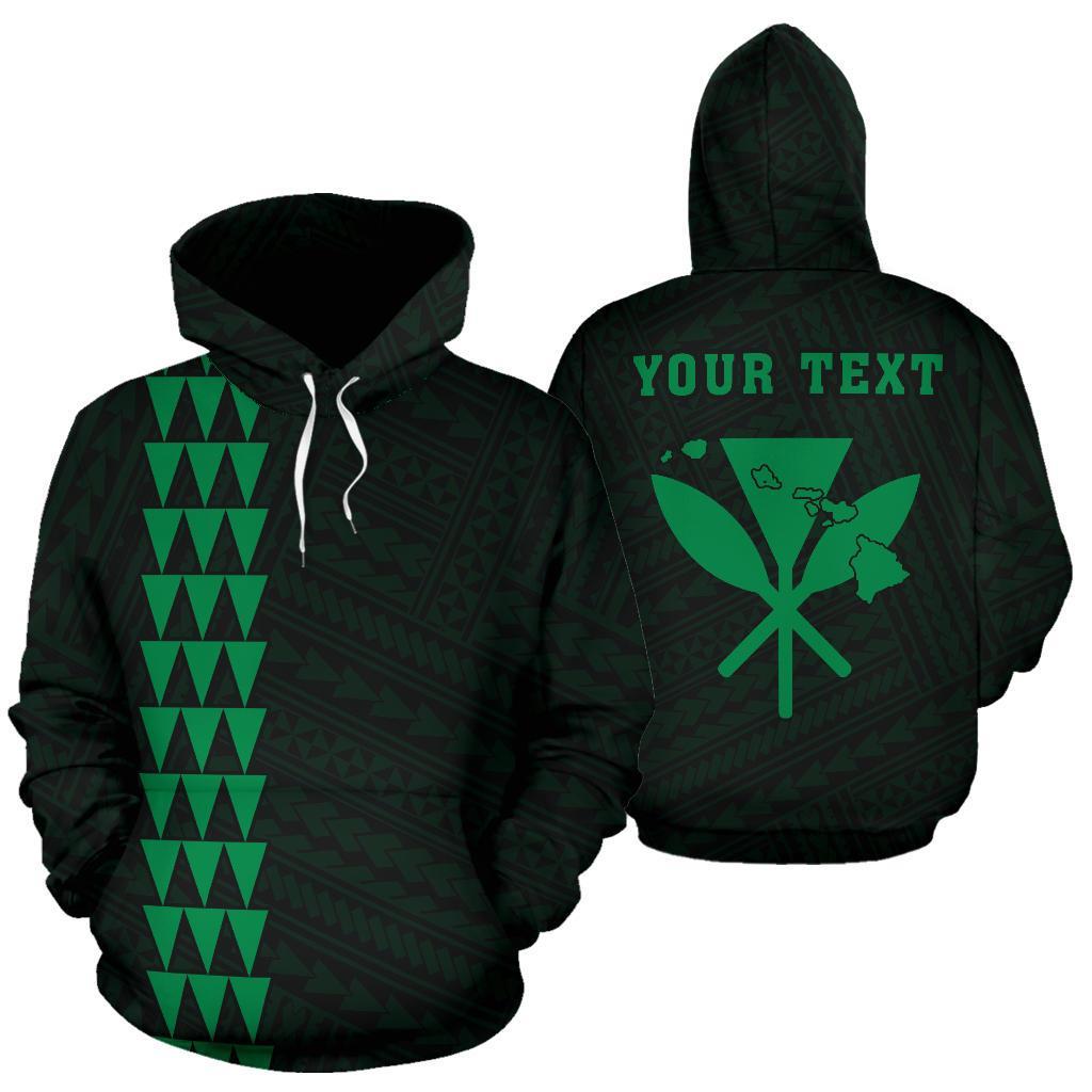 Polynesian Kakau Kanaka Maoli Map of Hawaii Custom Hoodie Green Unisex Green - Polynesian Pride