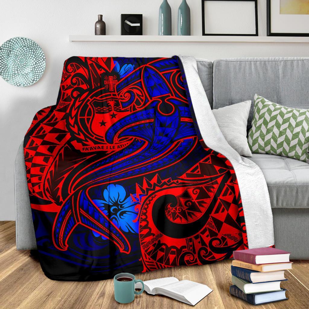 Samoa Premium Blanket - Blue Shark Polynesian Tattoo - Polynesian Pride
