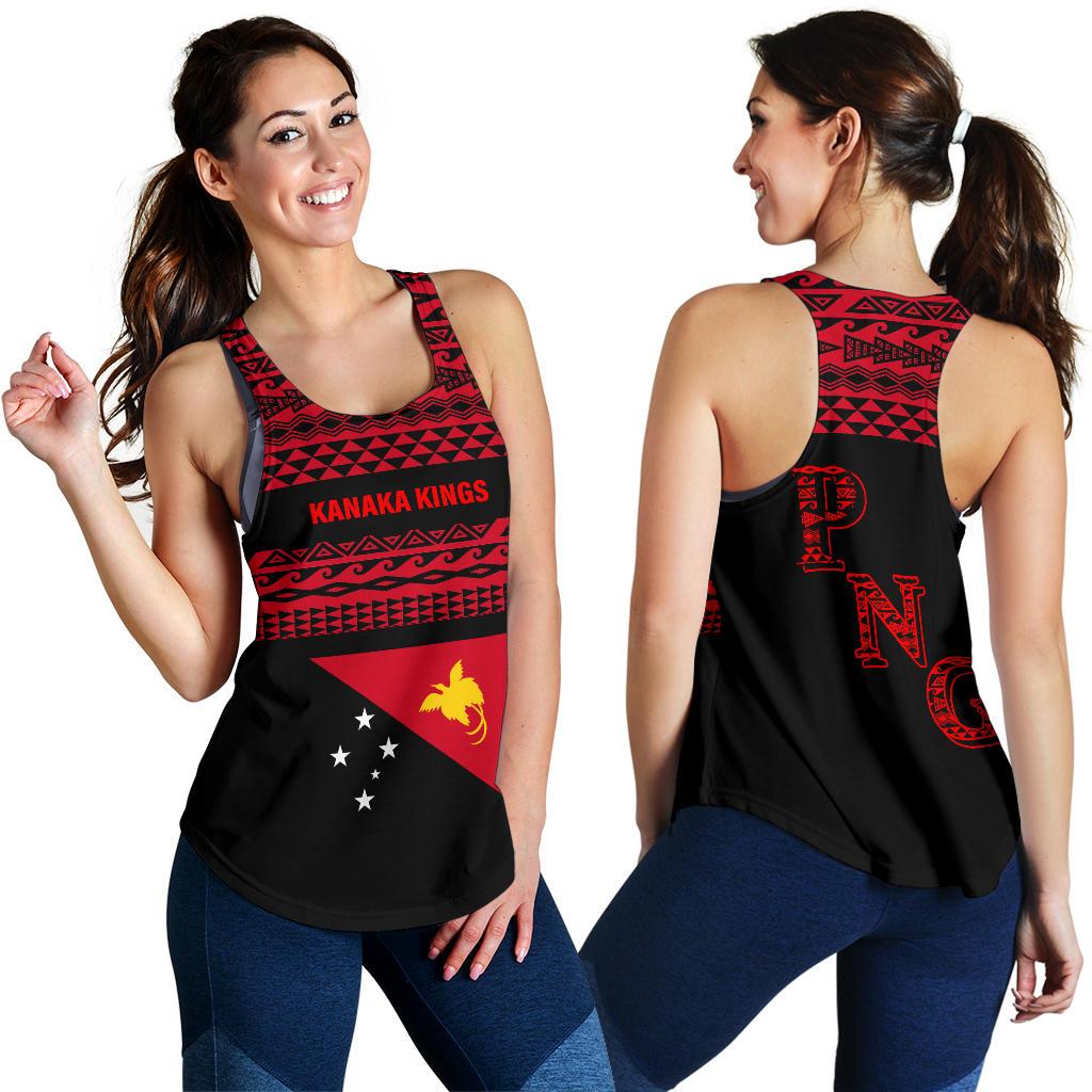 Kanaka Kings Women's Racerback Tank - PNG Flag Black - Polynesian Pride