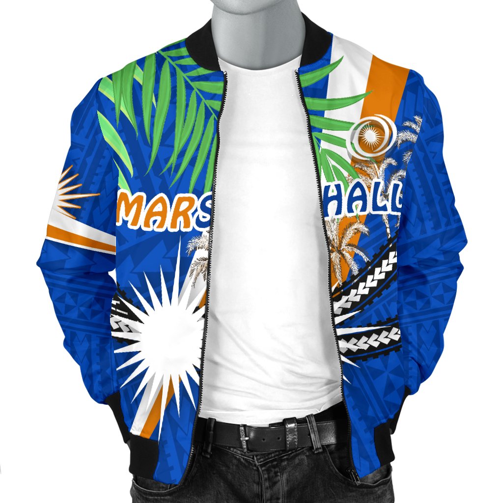 Marshall Islands Rugby Men Bomber Jacket Coconut Leaves - Polynesian Pride