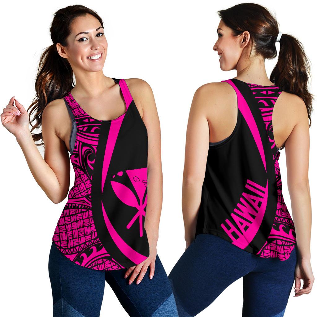 Kanaka Hawaii Map Pink Polynesian Women's Racerback Tank Pink - Polynesian Pride