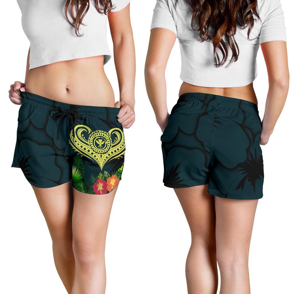 Polynesian Hawaii Kanaka Maoli Women's Short - Heart with Hibiscus - Polynesian Pride