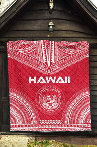 Hawaii Premium Quilt - Hawaii Seal Polynesian Chief Red Version - Polynesian Pride