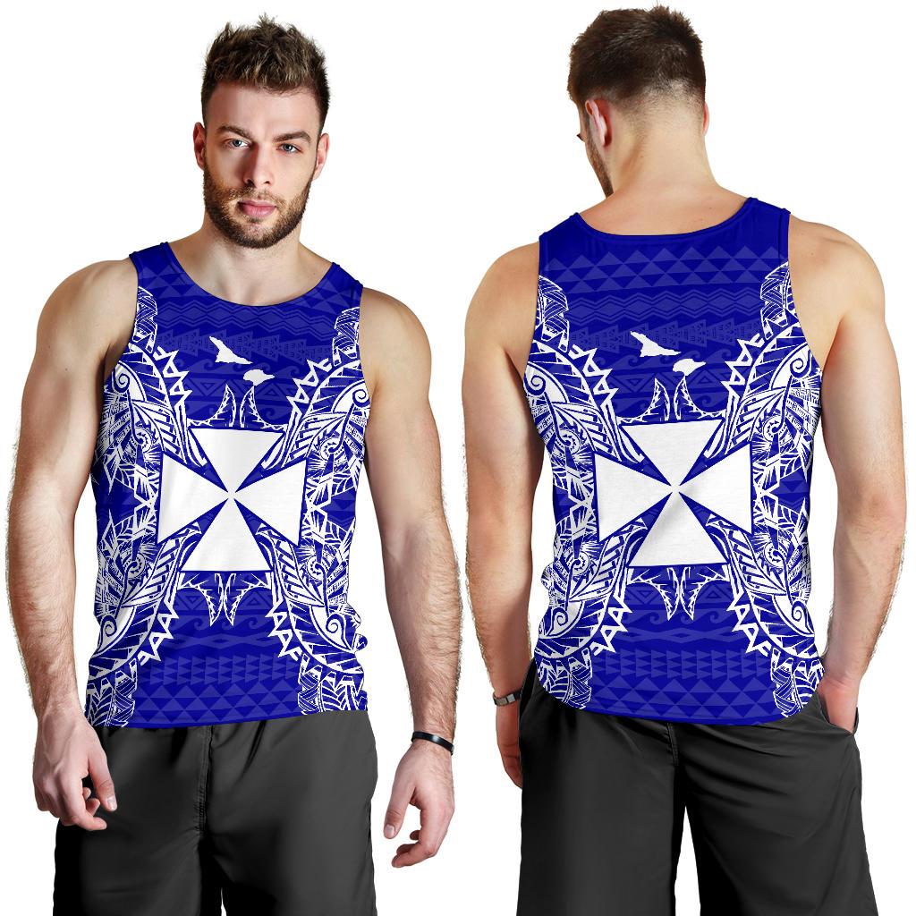 Wallis And Futuna Polynesian Men Tank Top Map Blue - Polynesian Pride