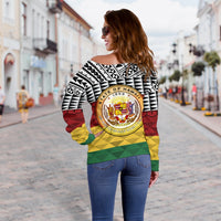 Hawaii Women's Off Shoulder Sweater - Polynesian Kanaka Maoli Version - Polynesian Pride