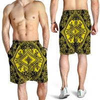 Polynesian Plumeria Mix Yellow Black Men's Short - Polynesian Pride