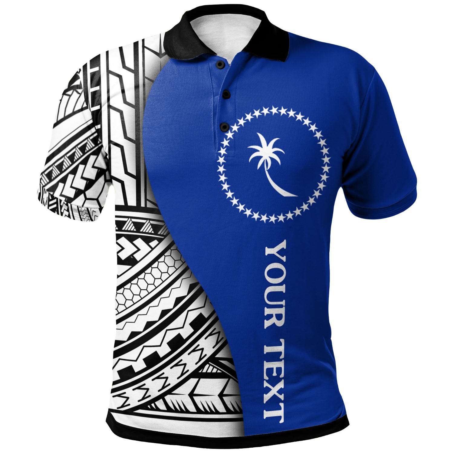 Chuuk Custom Polo Shirt Coat Of Arm and Polynesian Patterns Unisex Blue - Polynesian Pride