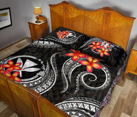 Polynesian Hawaii Quilt Bed Set - Black Plumeria - Polynesian Pride