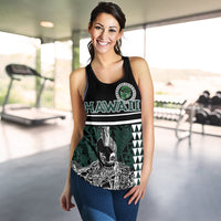 Personalised - Hawaii Kakau Polynesian Warrior Football Women's Racerback Tank - Rainbow Style - Polynesian Pride