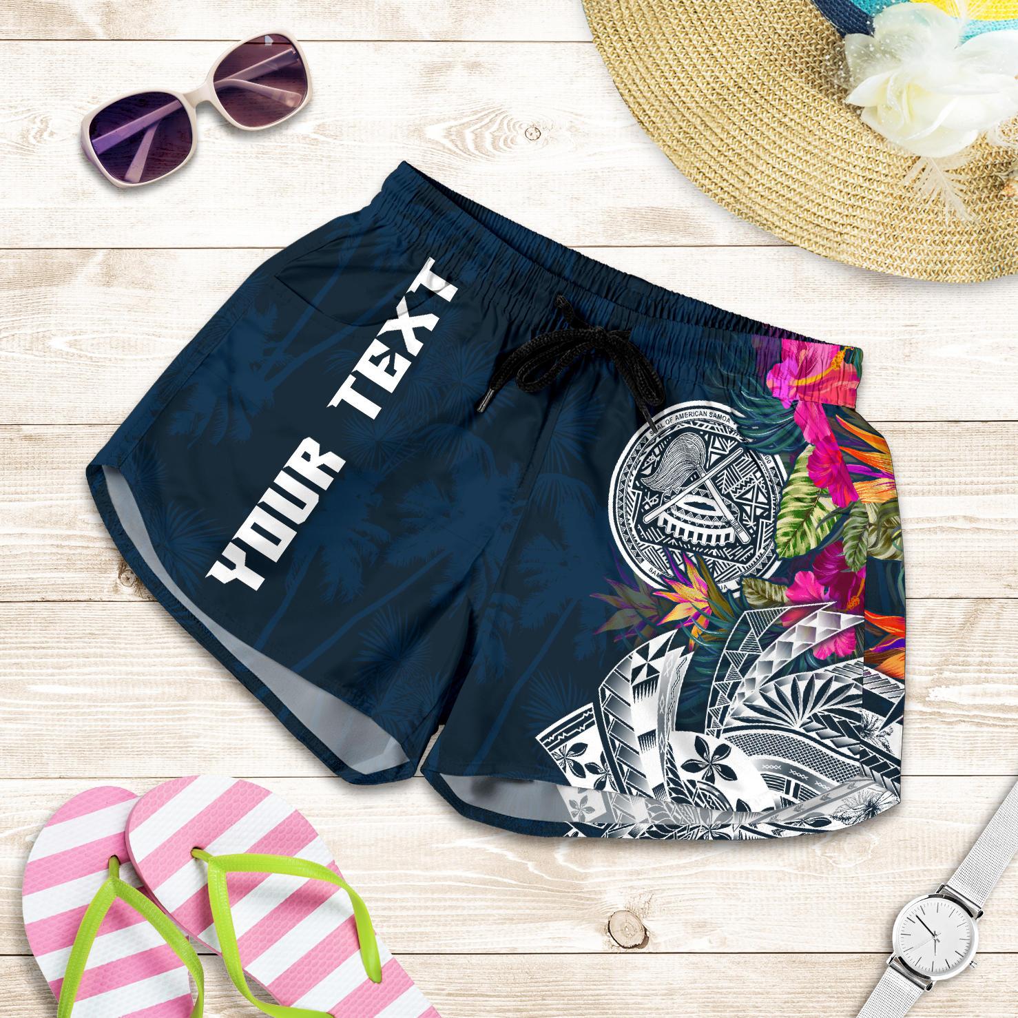 American Samoa Custom Personalised Women's Shorts - Summer Vibes Women Blue - Polynesian Pride