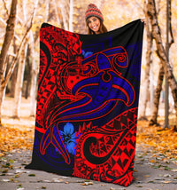 Samoa Premium Blanket - Blue Shark Polynesian Tattoo - Polynesian Pride