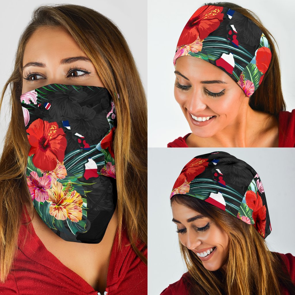 Hawaiian Hibiscus Map Bandana 3-Pack One Size Black - Polynesian Pride