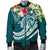 The Philippines Men's Bomber Jacket - Summer Plumeria (Turquoise) - Polynesian Pride