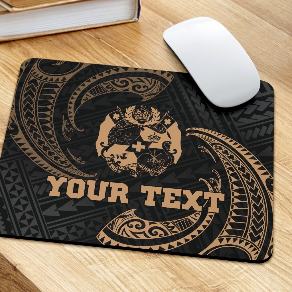 Tonga Polynesian Custom Personalised Mouse Pad - Gold Tribal Wave - Polynesian Pride