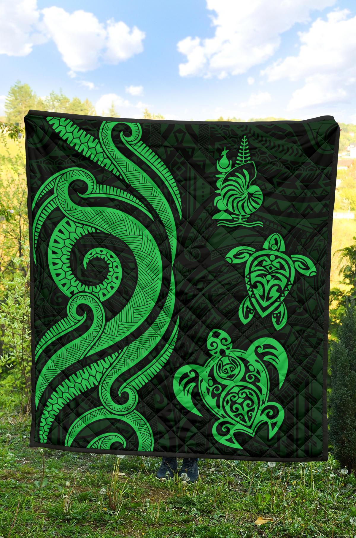 New Caledonia Premium Quilt - Green Tentacle Turtle - Polynesian Pride