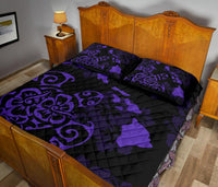 Turtle Hibiscus Map Purple Quilt Bed Set - Polynesian Pride