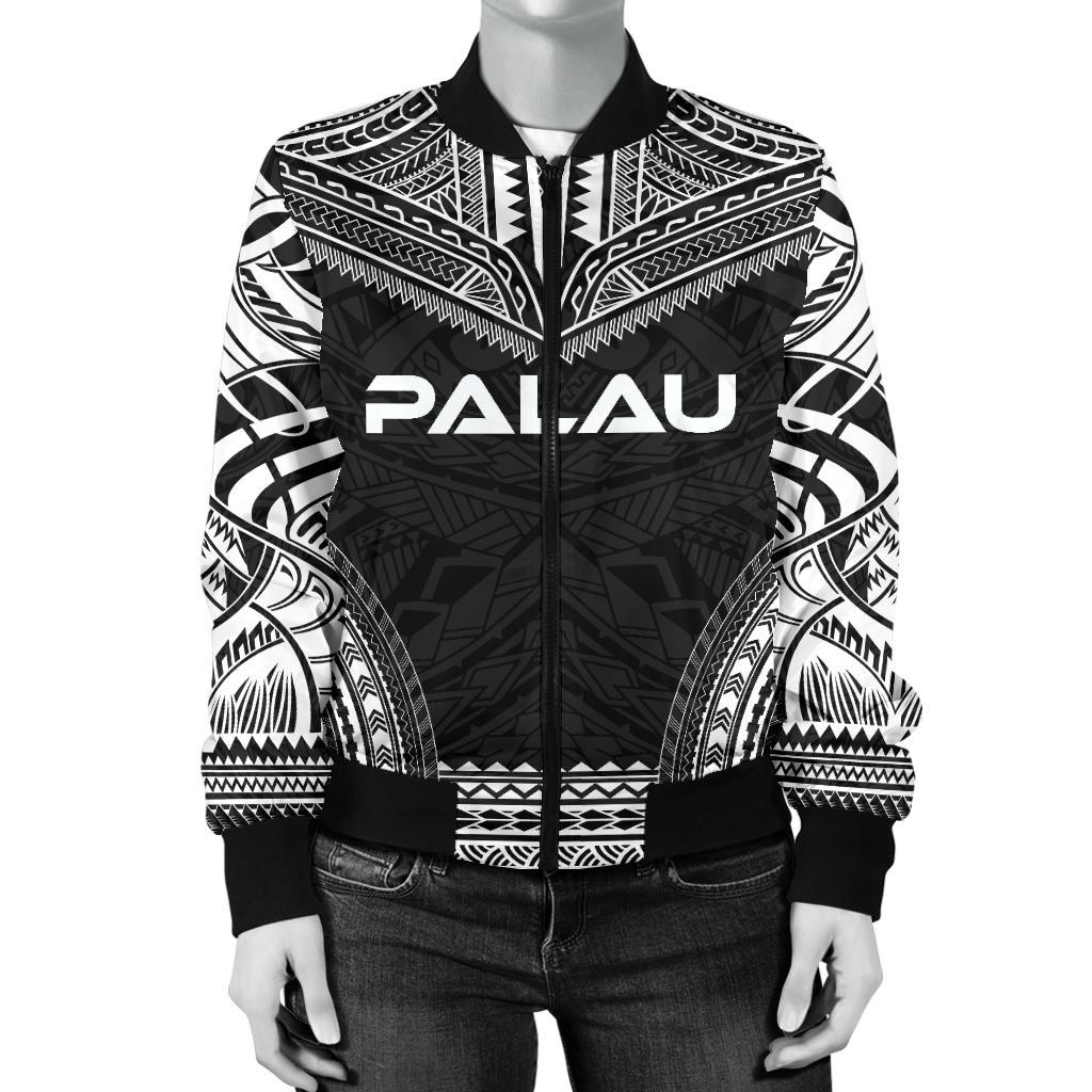 Palau Polynesian Chief Women'S Bomber Jacket - Black Version - Polynesian Pride