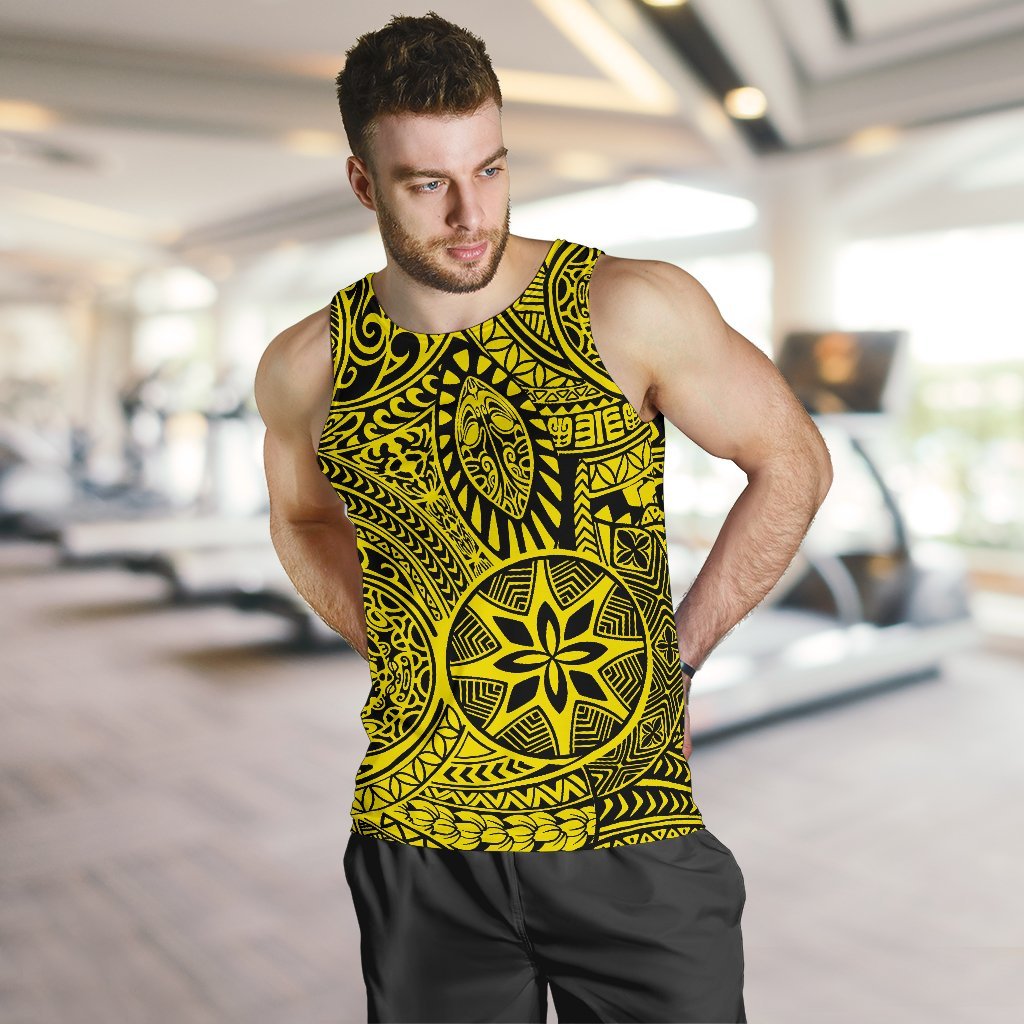 Polynesian Hawaiian Style Tribal Tattoo Yellow Hawaii Men's Tank Top - Polynesian Pride