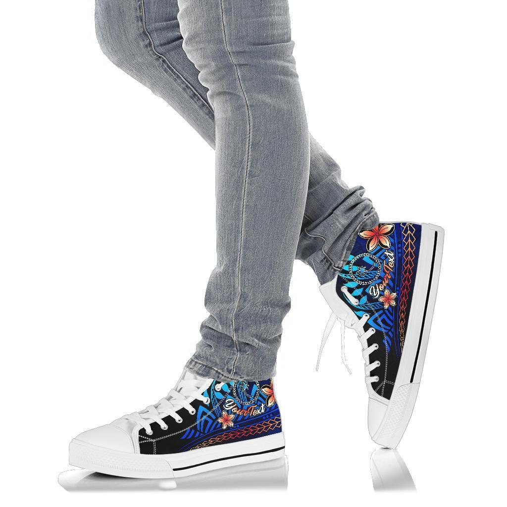 Chuuk Custom Personalised High Top Shoes Blue - Vintage Tribal Mountain - Polynesian Pride