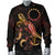 Cook Islands Polynesian Men's Bomber Jacket - Turtle With Blooming Hibiscus Gold - Polynesian Pride