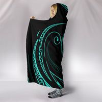 Hawaii Coat Of Arms Hooded Blanket - Turquoise - Frida Style - Polynesian Pride
