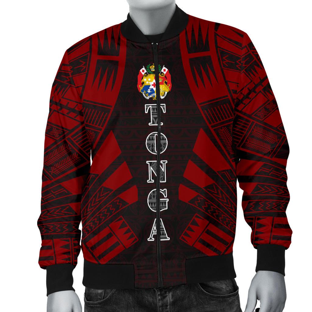 Tonga Men Bomber Jackets - Polynesian Tattoo Red - Polynesian Pride
