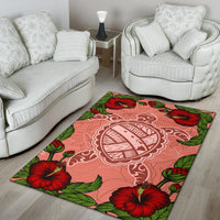 Hawaii Turtle Hibiscus Pink Rug - Fide Style - Polynesian Pride