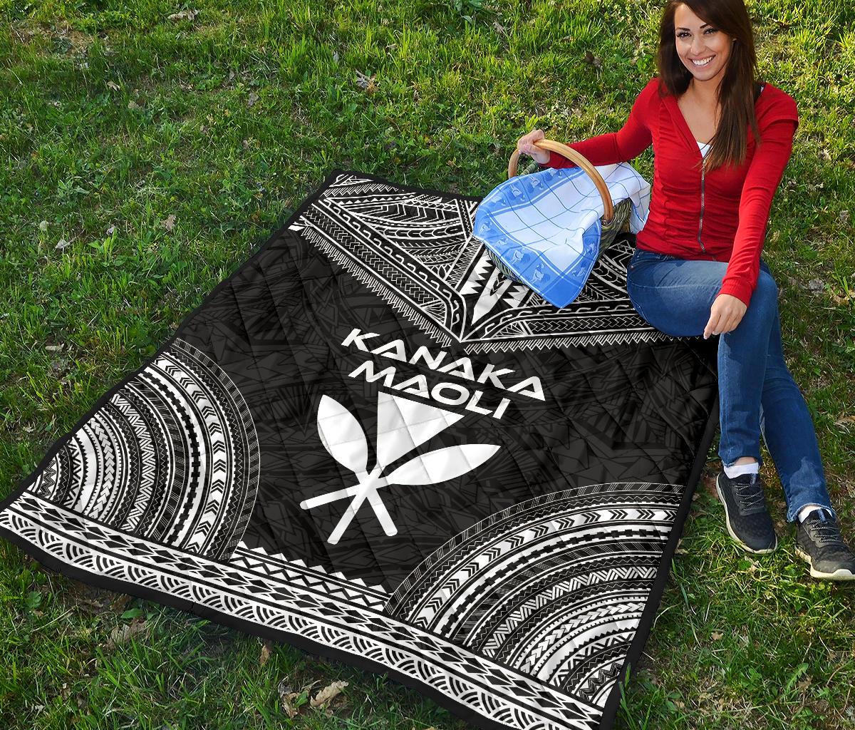 Hawaii Premium Quilt - Kanaka Maoli Polynesian Chief Black Version - Polynesian Pride
