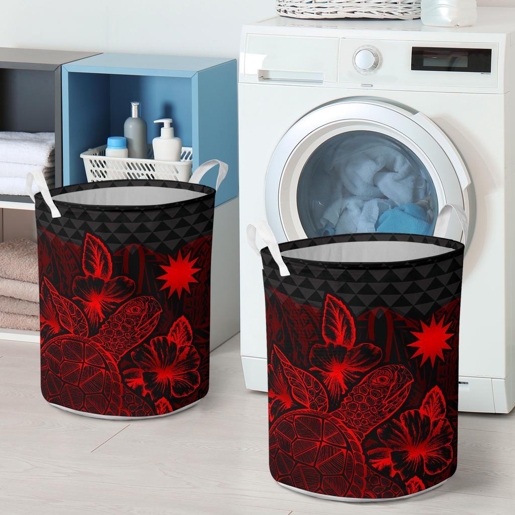 Nauru Laundry Basket - Polynesian Turtle Hibiscus Red - Polynesian Pride