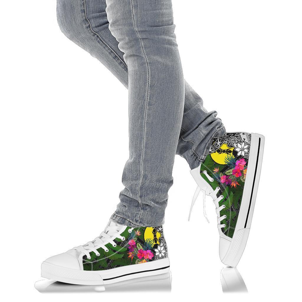 New Caledonia High Top Shoes - Turtle Plumeria Banana Leaf - Polynesian Pride