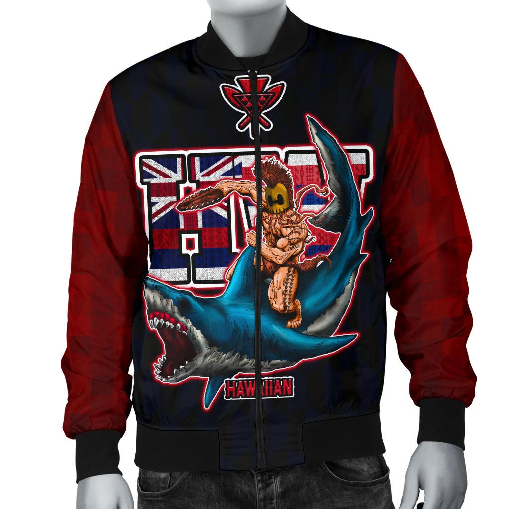 Polynesian Hawaii Men's Bomber Jacket - Shark Warrior - Polynesian Pride