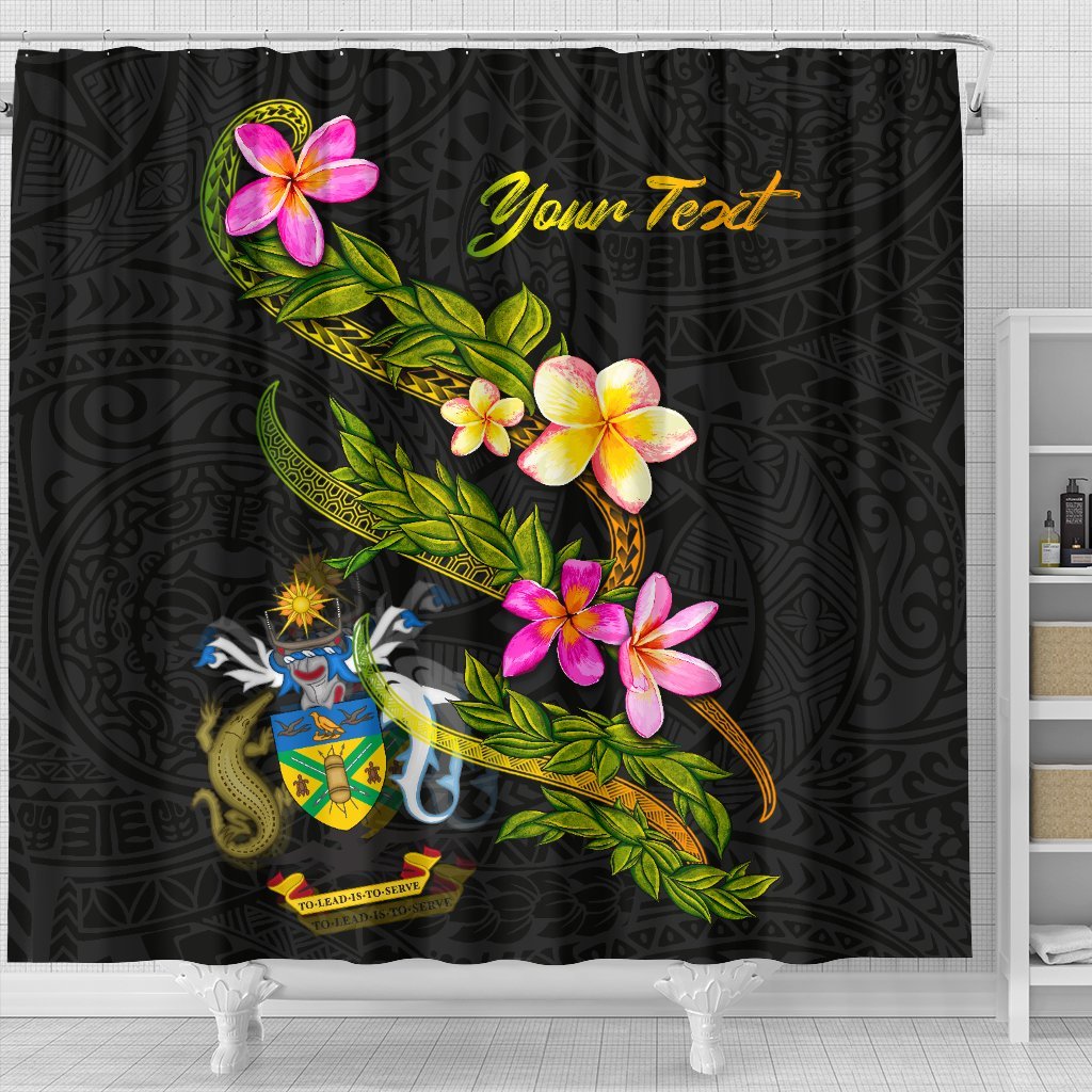 Solomon Islands Polynesian Custom Persona Shower Curtain - Plumeria Tribal - Polynesian Pride
