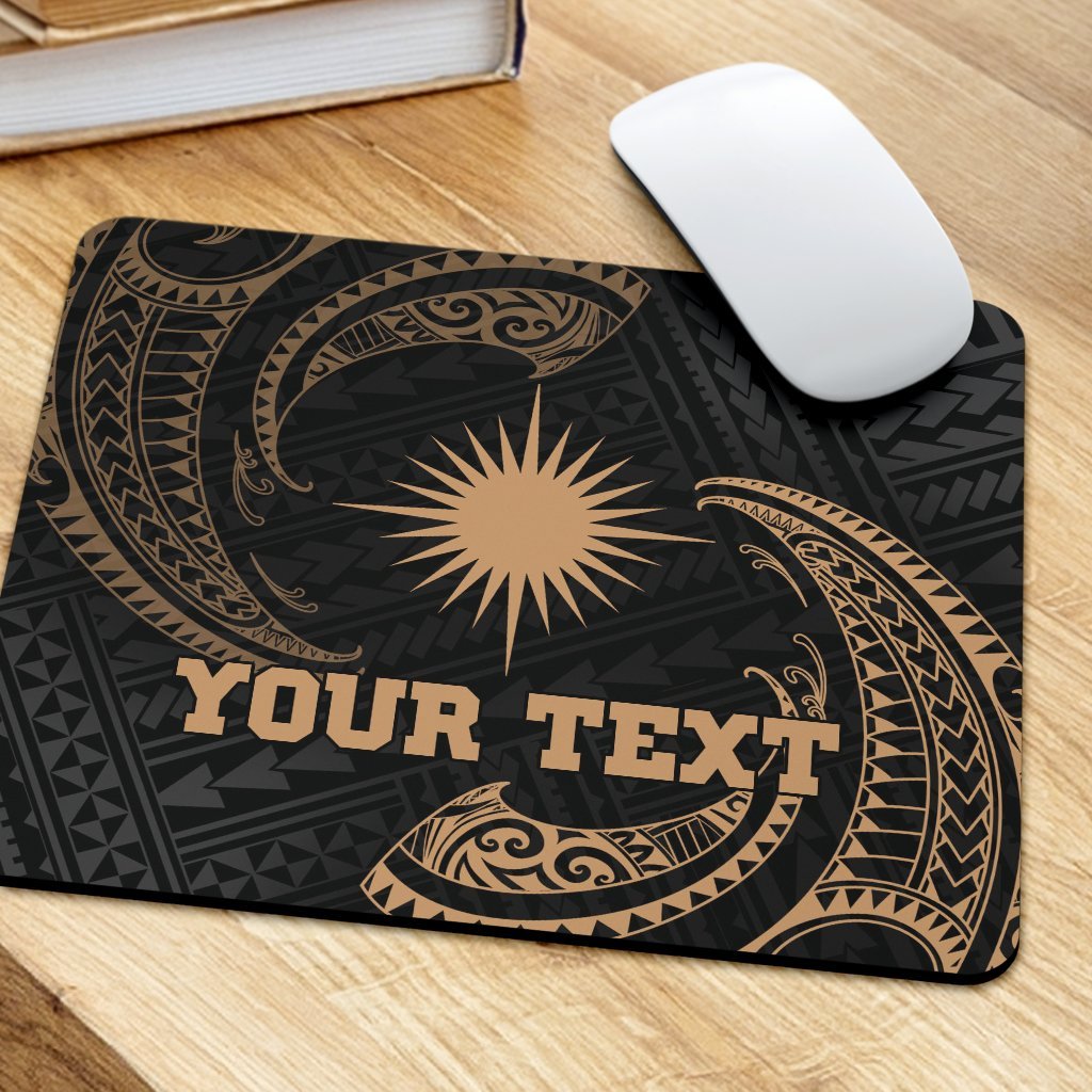 Marshall Islands Polynesian Custom Personalised Mouse Pad - Gold Tribal Wave - Polynesian Pride