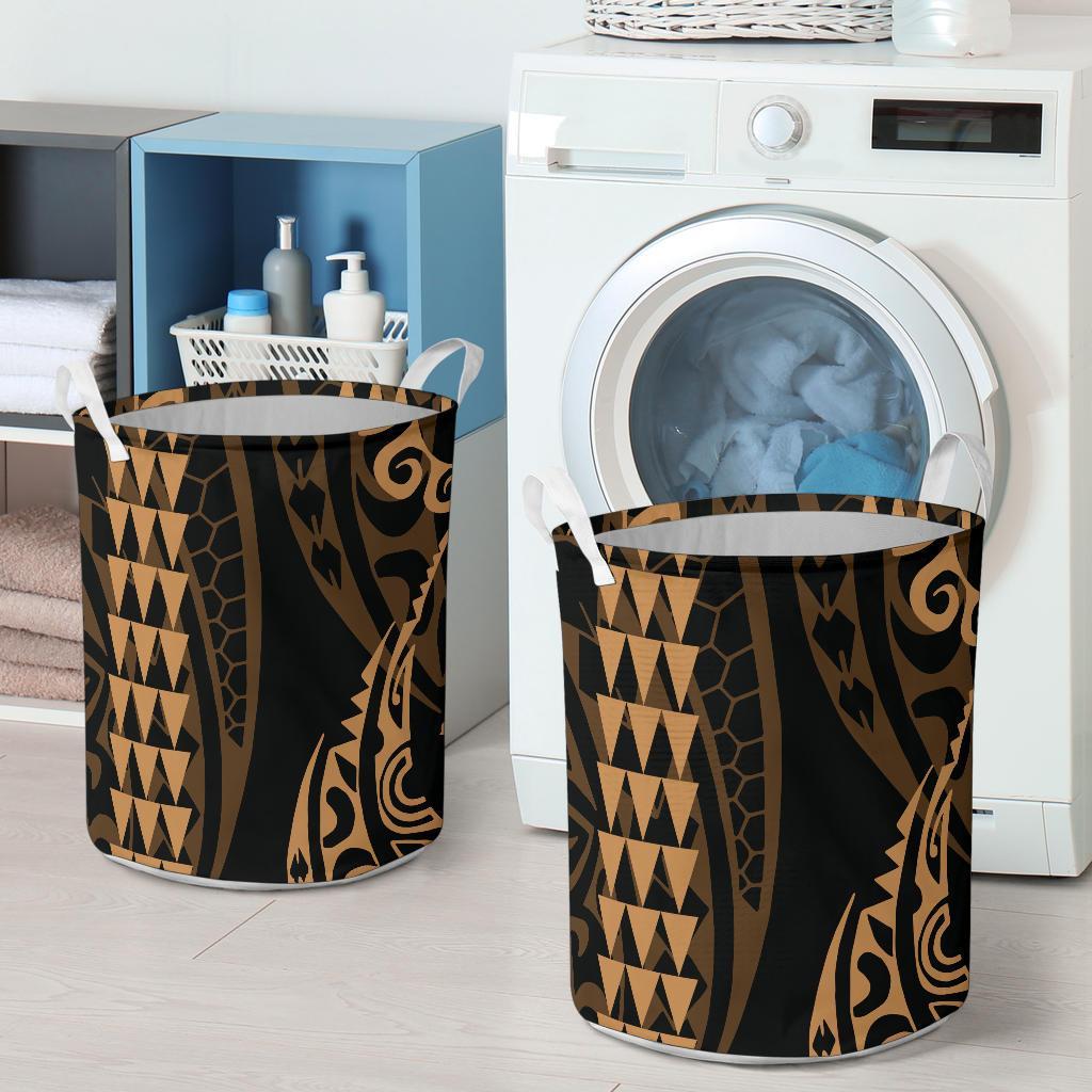 Hawaii Kakau Gold Polynesian Laundry Basket AH - Polynesian Pride