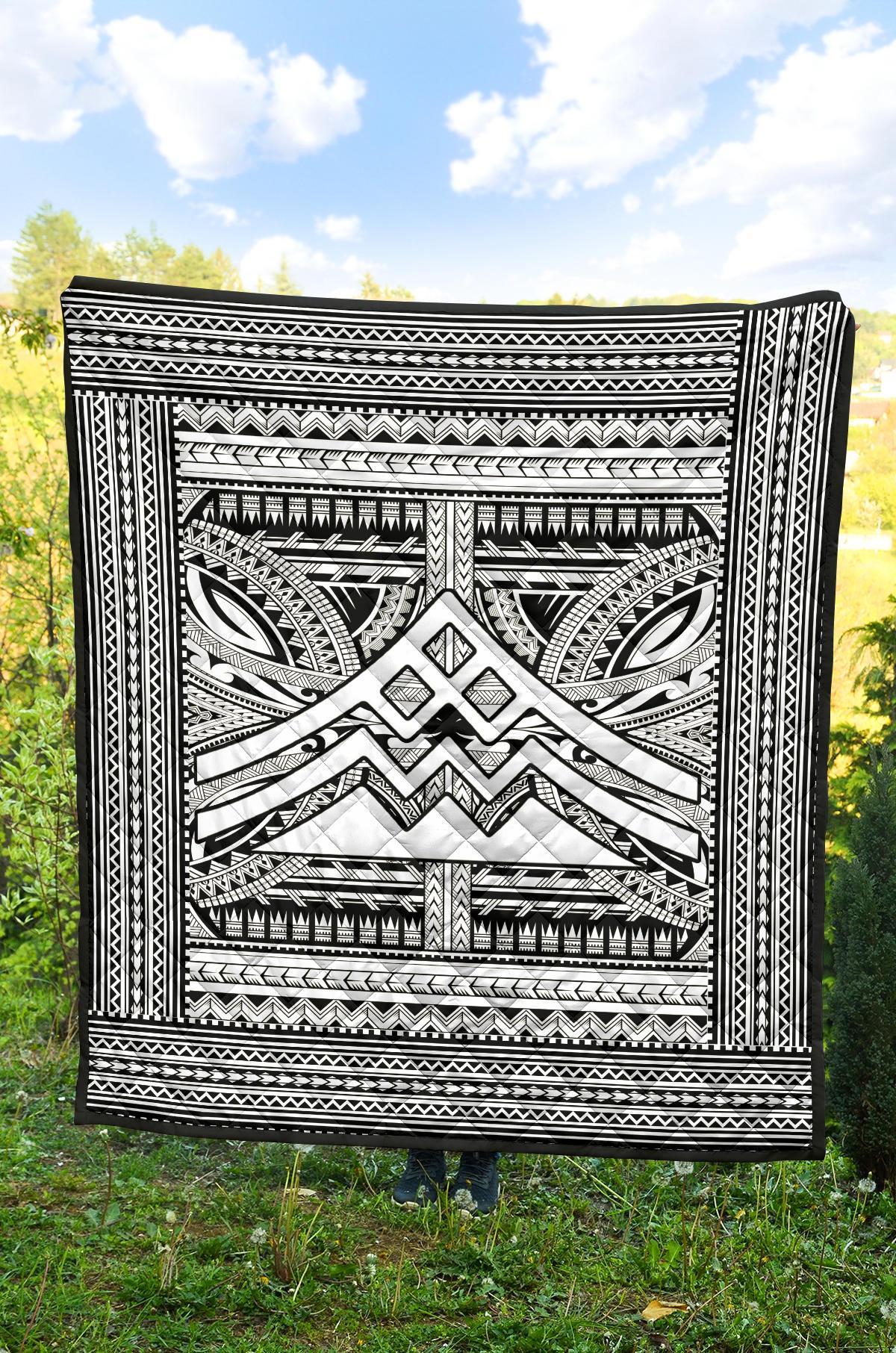 Hawaii Polynesian Mauna Kea Premium Quilt White - Polynesian Pride