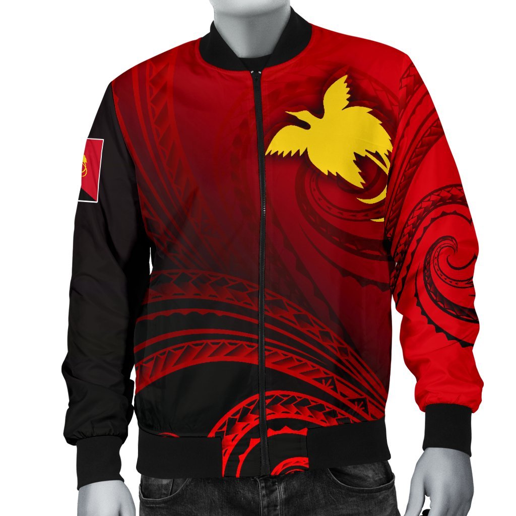Papua New Guinea Men's Bomber Jacket - Raggiana Bird of Paradise Polynesian Patterns - Polynesian Pride