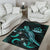 Vanuatu Polynesian Area Rugs - Turtle With Blooming Hibiscus Turquoise - Polynesian Pride