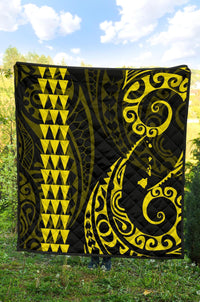 Hawaii Kakau Yellow Polynesian Premium Quilt - Polynesian Pride