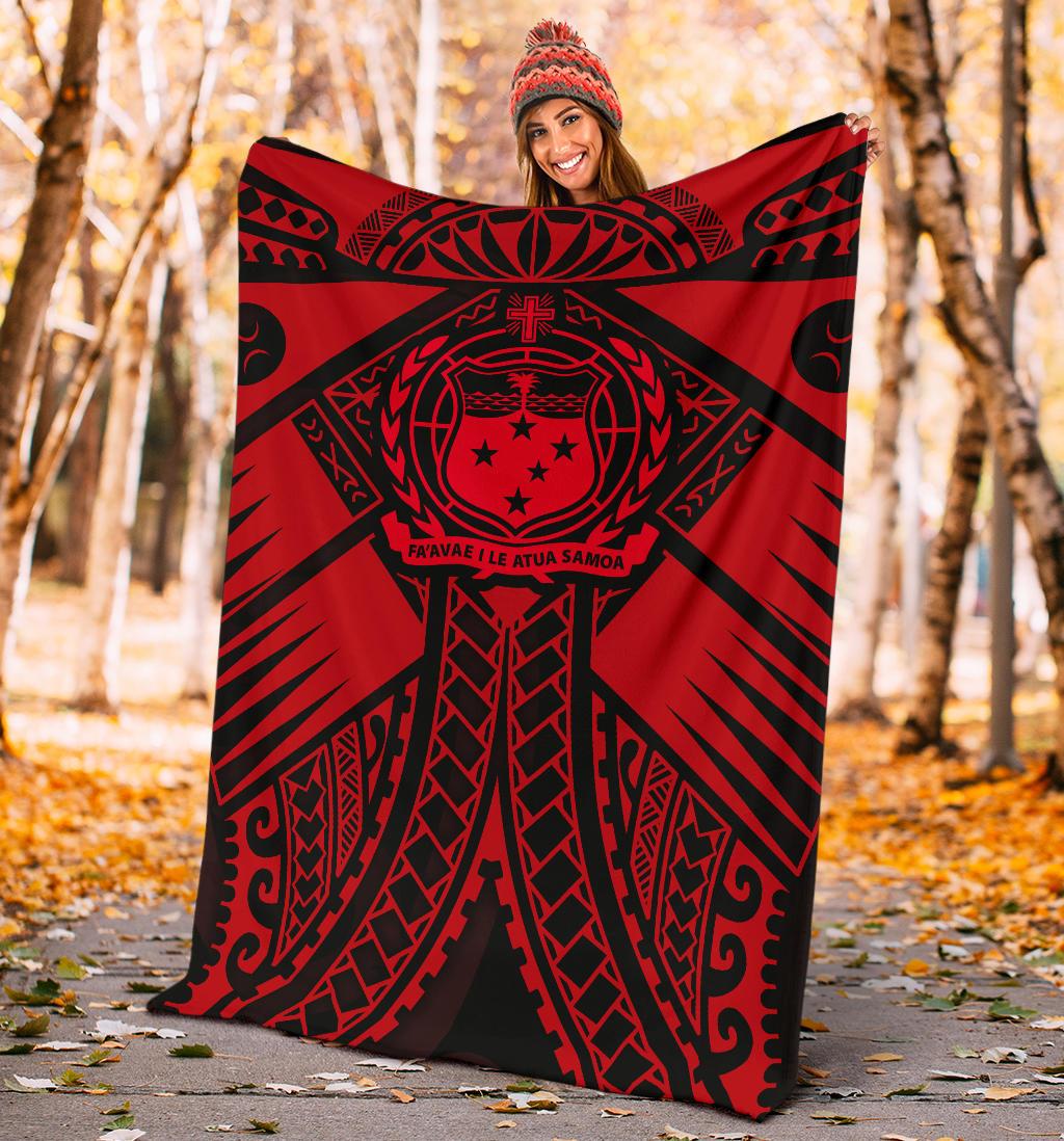 Samoa Polynesian Premium Blanket - Samoa Red Seal with Polynesian Tattoo - Polynesian Pride